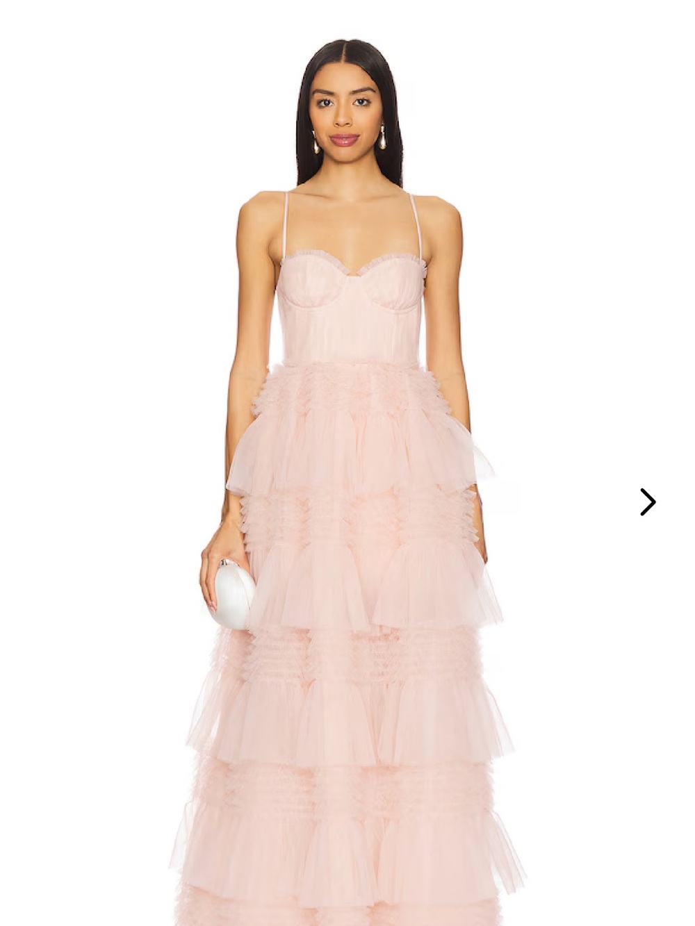 Lovers + Friends Blush Pink Tiered Tulle Maxi Dress